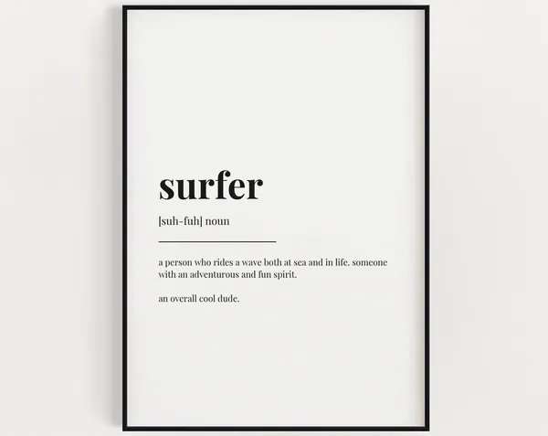 Surfer Definition Quote Art Print, Beach Wall Decor