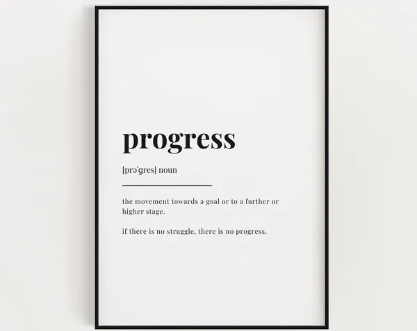 Progress Definition Quote Print, Office Decor