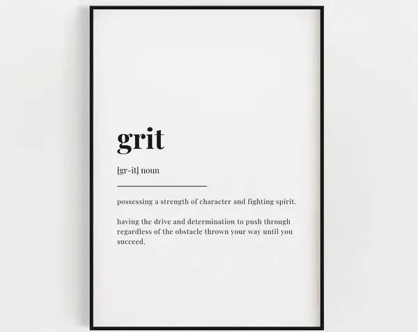 Grit Definition Quote Art Print, Office Wall Decor