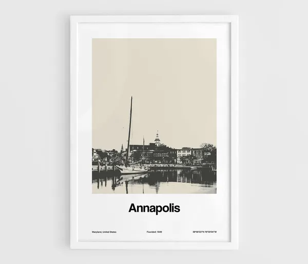 Annapolis City Dock Minimalist Poster, Maryland