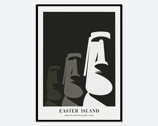 Moai On Easter Island, Boho Travel Poster