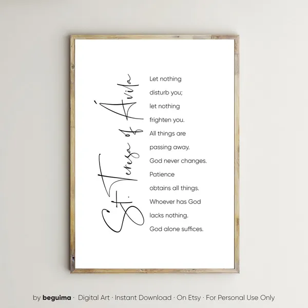 St Teresa Of Avila Christian Prayer Quote Art Print