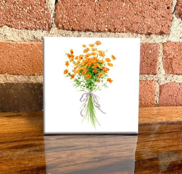 Poppies Decorative Tile, Unique Flower Lover Gift