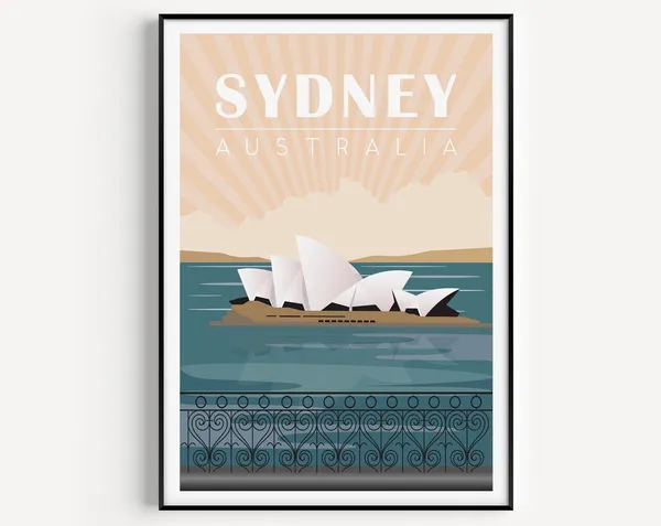 Sydney Travel Poster, Minimalist Australia Art Print