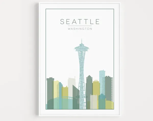 Seattle Minimalist Modern Travel Poster