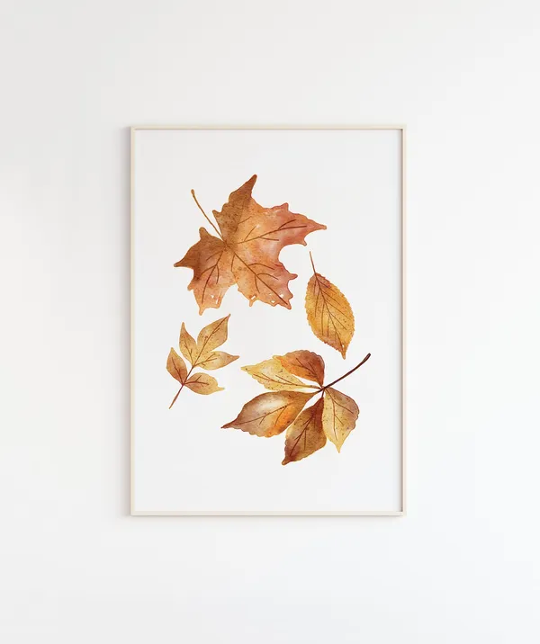 Watercolour Falling Leaves Fall Art Print