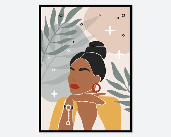Boho Eclectic Portrait Of Woman Art Print