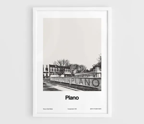 Plano Texas Minimalist Cityscape Poster Print