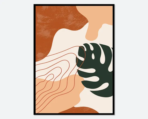 Modern Abstract Monstera Boho Leaves Art Print