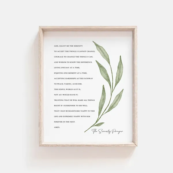 Serenity Prayer Botanical Scripture Art Print