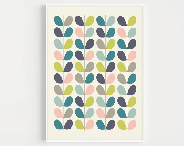 Mid Century Leaves Poster Print, Minimalist Art