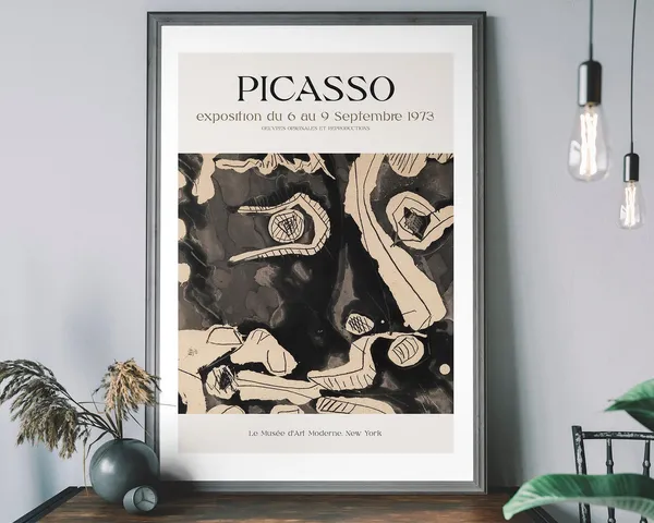 Pablo Picasso Exhibition Print, Vintage Cubism Poster
