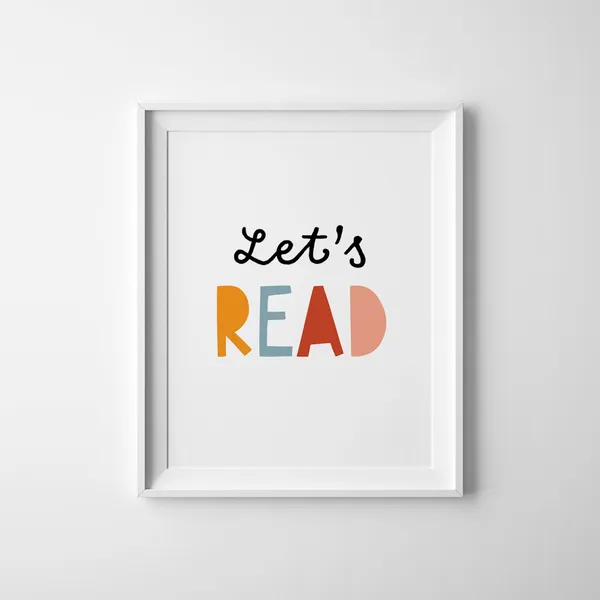 Lets Read Sign Educational Wall Art Print for Kids