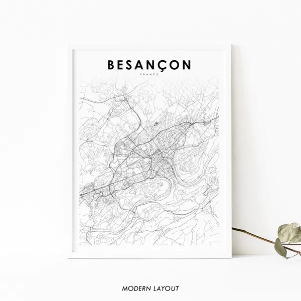 Besanon France Map Print Poster, Nursery Room Decor