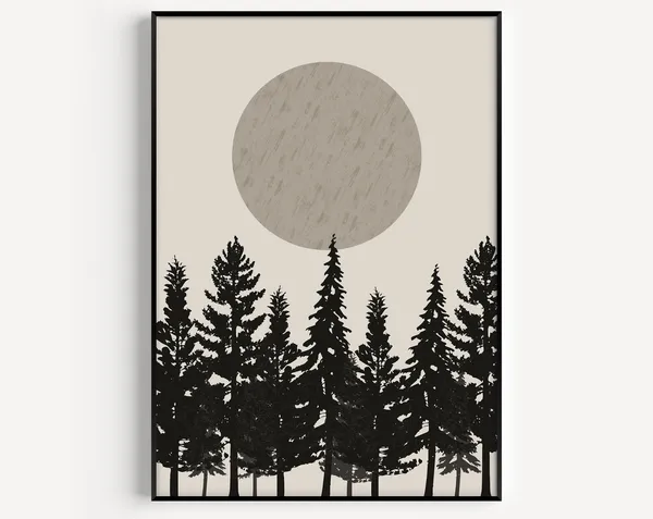 Tree Art Print, Minimalist Forest Scandi Decor