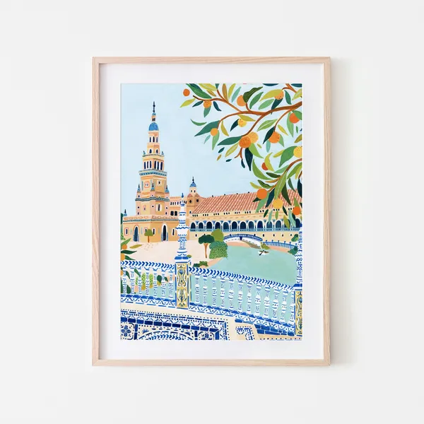 Seville Plaza De Espana Travel Poster, Spain Art
