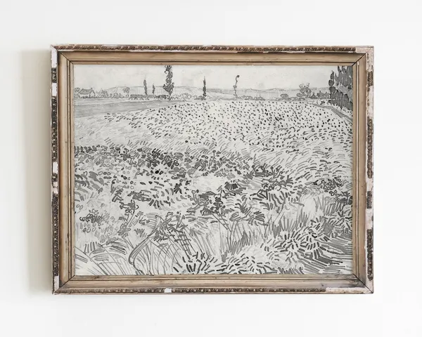 Van Gogh-Inspired Vintage Landscape Sketch Art Print