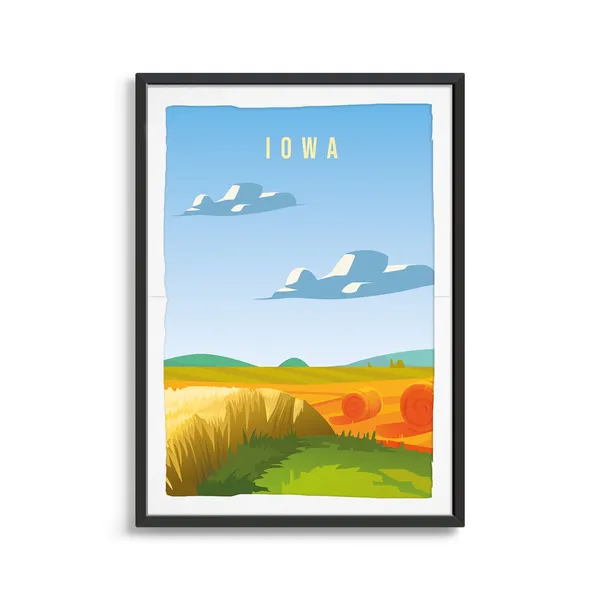 Iowa State Travel Poster, State Art Print