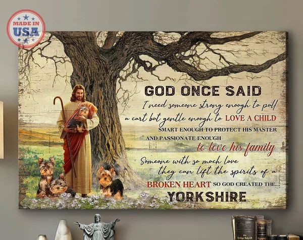 Yorkshire Terrier Christian Art Print, Jesus Decor