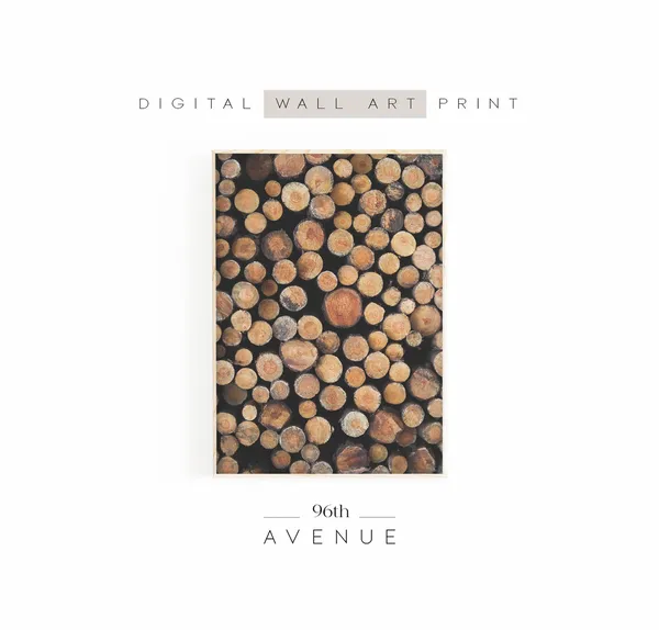 Tree Logs Print, Rustic Lodge Wall Art