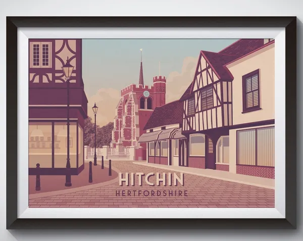 Hitchin Vintage Travel Poster, Hertfordshire UK