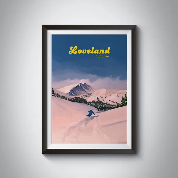 Loveland Ski Resort Retro Travel Poster, Colorado