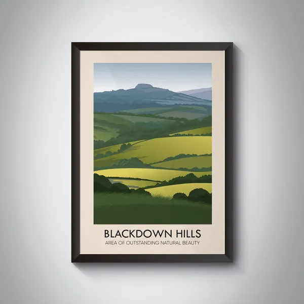 Blackdown Hills AONB Vintage Travel Poster, Somerset Devon