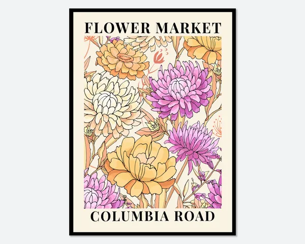 Flower Market Columbia Road Botanical Art Print