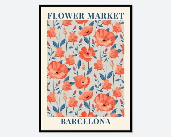 Flower Market Barcelona Colorful Botanical Art Print