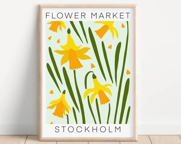 Stockholm Flower Market Retro Floral Poster