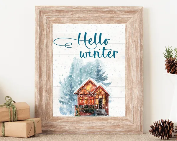 Winter Snowy Christmas Rustic Decor Art Print