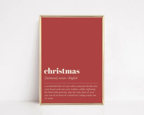Christmas Definition Print, Holiday Wall Art