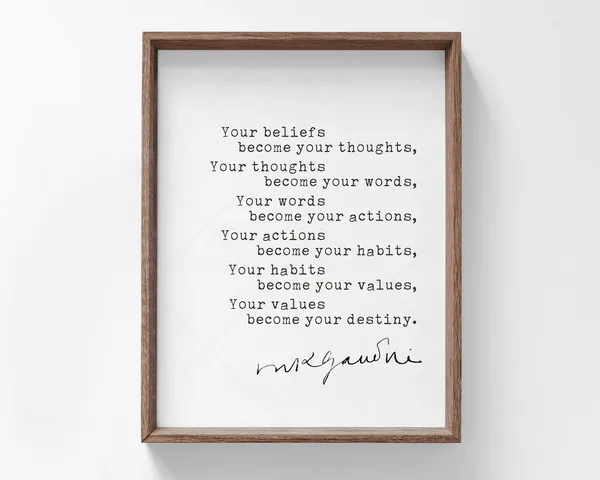 Mahatma Gandhi Quote Motivation Poster Art Print