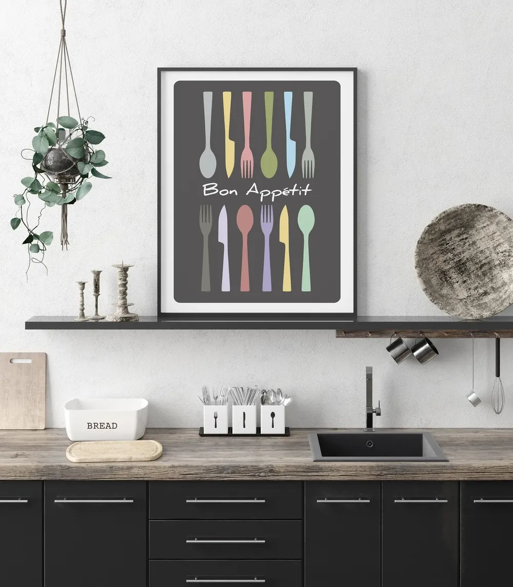Bon Appetit Kitchen Art Print, Cutlery Print - Image 3