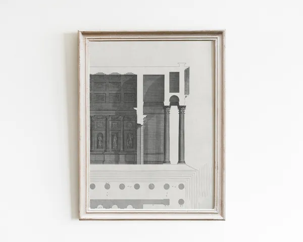 Minimalist Architecture Drawing, Vintage Line Art Print
