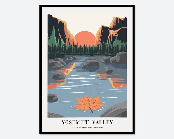 Yosemite Valley Colorful Boho Travel Poster