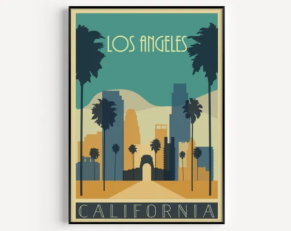 Los Angeles Modern Travel Poster, Wall Art Print