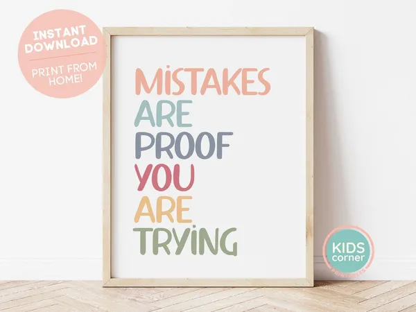 Mistakes Are Proof You Are Trying Boho Art Print
