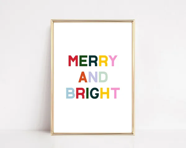 Colorful Christmas Merry And Bright Art Print