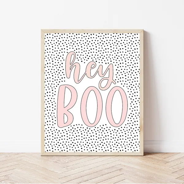 Hey Boo Print, Pastel Halloween Kids Decor