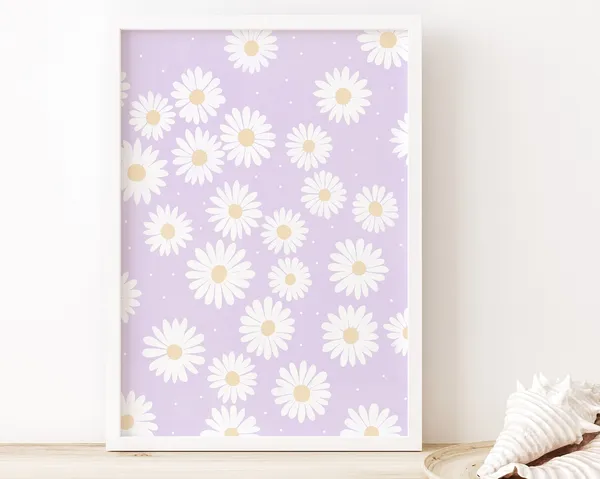 Daisies Danish Pastel Lilac Botanical Art Print