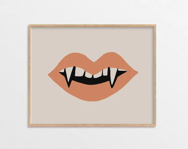 Halloween Fangs Vintage Halloween Art Print