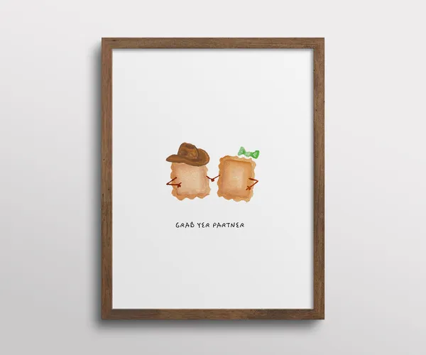 Whimsical Dancing Ravioli Pasta Kitchen Art Print