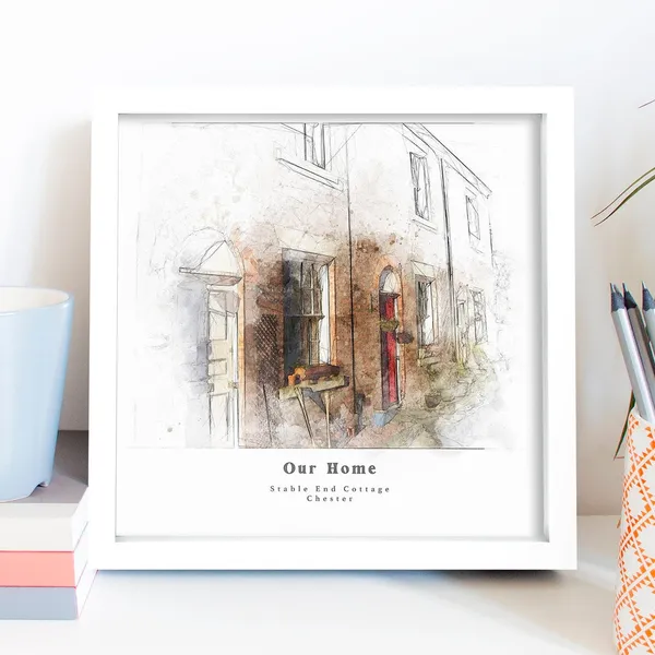 Bespoke House Portrait, Artistic Sketch Home Print