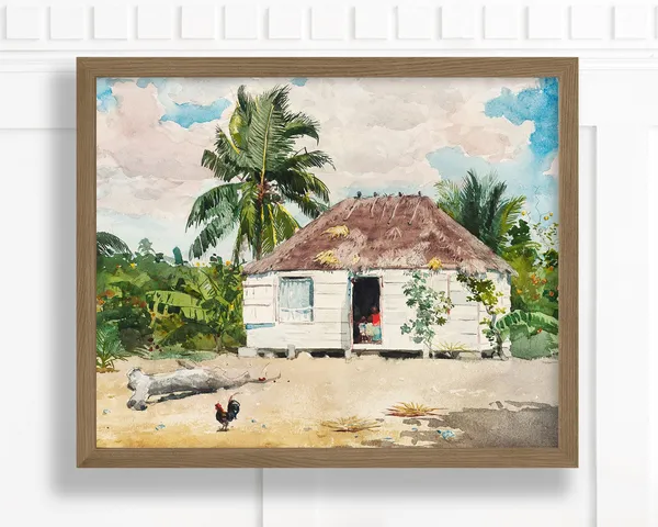 Vintage Tropical Island Beach Landscape Art Print