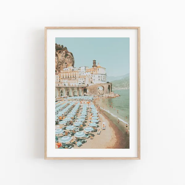 Italy Beach Cityscape Travel Poster, Positano View