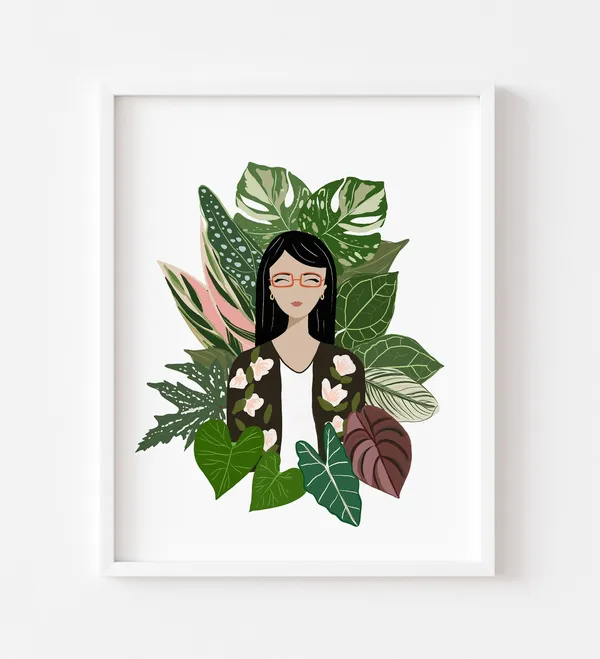Personalized Plant Lady Portrait Art Print