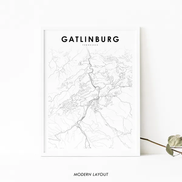 Gatlinburg TN Map Print, Tennessee Travel Poster