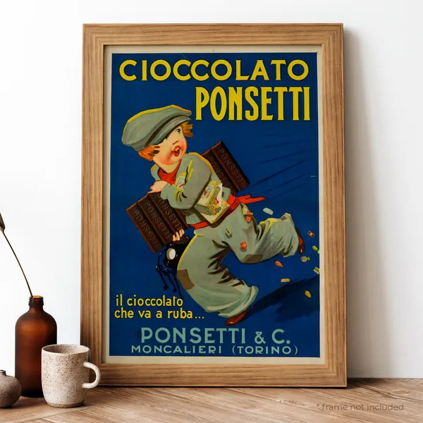 Cioccolato Ponsetti Vintage Italian Food Travel Poster