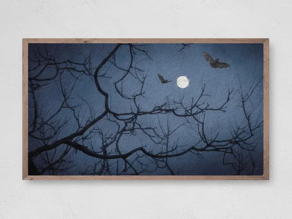 Halloween Bat Painting, Fall Halloween Art Print